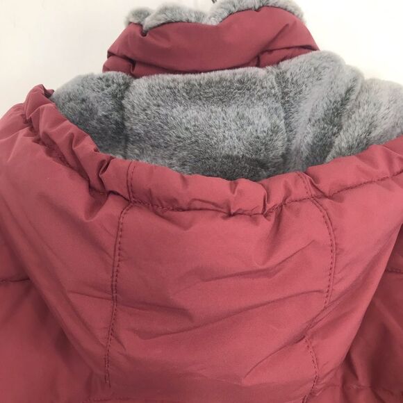 Andrew Mark Maroon Insulated Quilted Puffer Long Coat With Detachable Hood - Picture 10 of 16